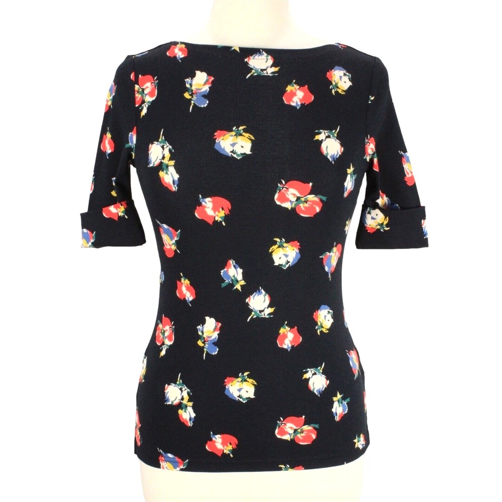 Ralph Lauren Black Label jersey Top size PXS Boatneck Floral Short Sleeve